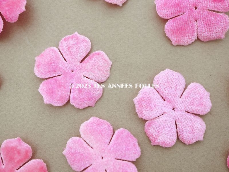 画像2: アンティーク　ベルベットの布花  花びら 11〜12ピースのセット　ピンク (2)