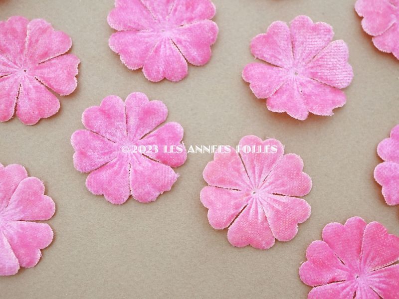 画像2: アンティーク　ベルベットの布花  花びら 6〜12ピースのセット　ピンク (2)