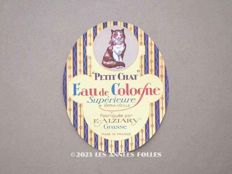 画像1: アンティーク 猫のパフュームラベル　PETIT CHAT EAU DE COLOGNESUPERIEURE- E.ALZIARY GRASSE - (1)