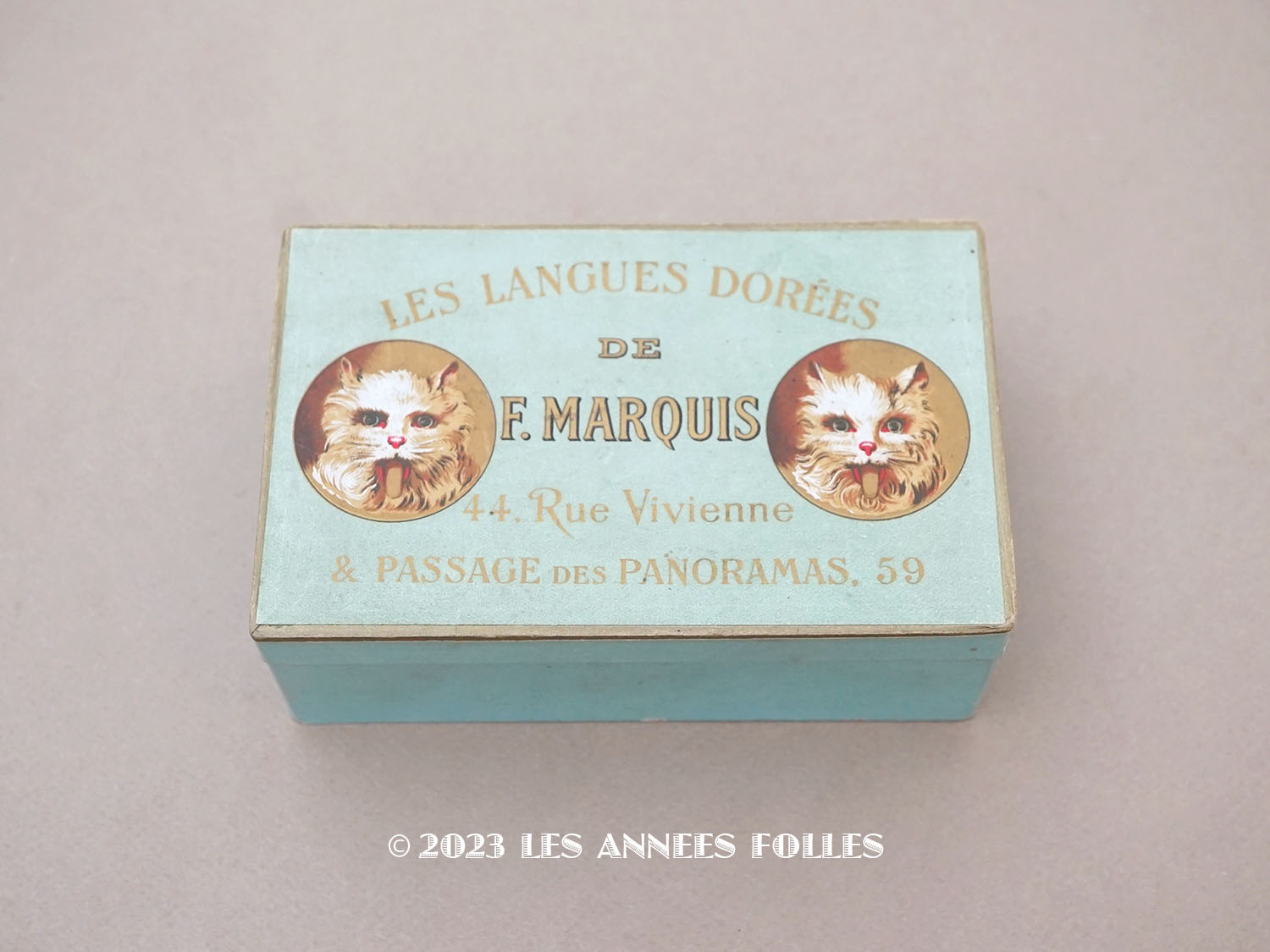画像1: 19世紀 アンティーク 『ショコラ・フランソワ・ マルキ』　ラングドシャのお菓子箱  LES LANGUES DOREES DE F.MARQUIS - CHOCOLAT FRANCOIS MARQUIS PARIS - (1)