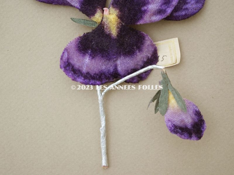画像3: 1900年頃 未使用　アンティーク パンジーの布花 ラベル付 淡い紫＆深紫 (3)