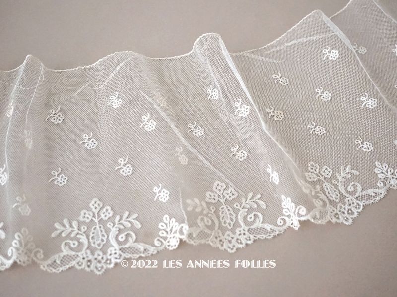 画像1: 19世紀末 アンティーク  手編みのボビンレース 幅広18.8cm アプリカシオン・アングルテール  (1)