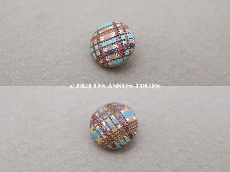 画像3: アンティーク ドール用 極小 9mm 格子柄 メタルボタン　2ピースのセット (3)