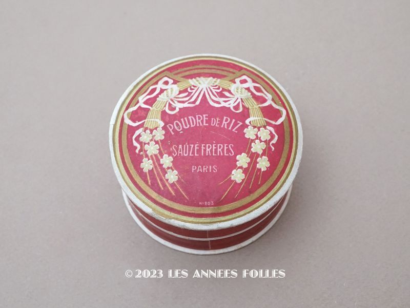 画像1: アンティーク パウダーボックス POUDRE DE RIZ リボン＆花のリース - SAUZE FRERES PARIS - (1)