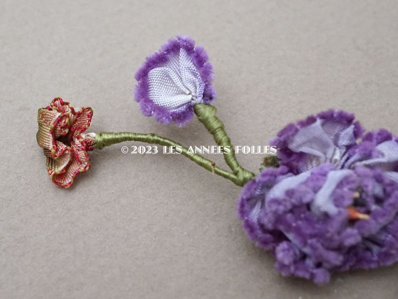 画像3: アンティーク シルク製 ロココモチーフ 紫 (3)