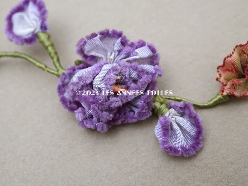 画像2: アンティーク シルク製 ロココモチーフ 紫 (2)