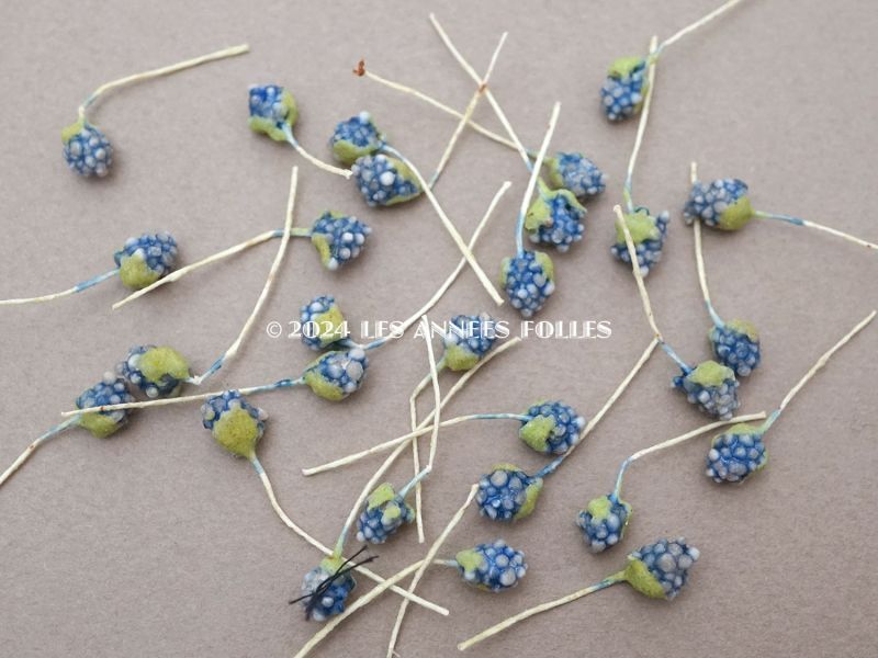 画像2: アンティーク 布花材料  28ピースのセット ブルー (2)