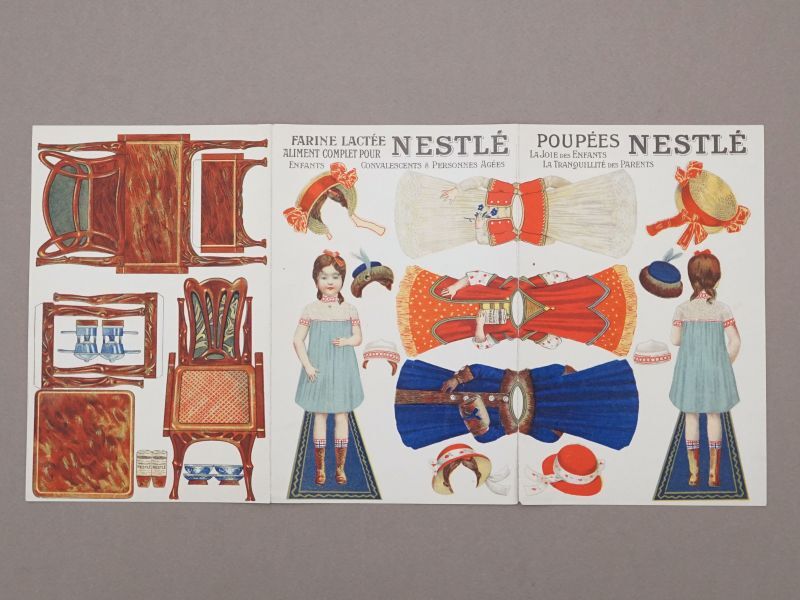 画像2: 1900年頃 アンティーク クロモシート 着せ替え人形セット - NESTLE - (2)