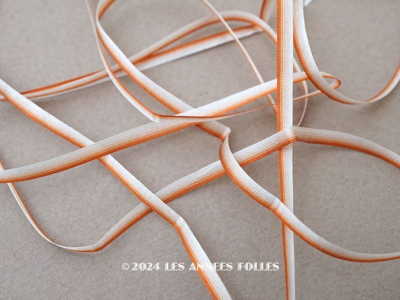 画像1: アンティーク  リボン刺繍 & ロココトリム用 シルク製リボン 4~5 極細3mm幅 テラコッタ  (1)