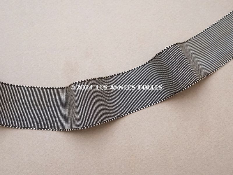 画像2: アンティーク シルクリボン モノトーンのストライプ 1.77m 3cm幅 黒＆白 (2)