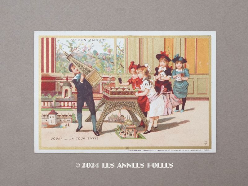 画像1: アンティーク クロモ エッフェル塔 LA TOUR EIFFEL  -AU BON MARCHE- (1)