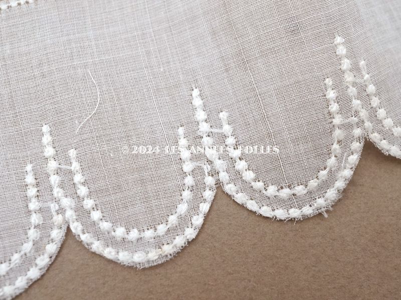 画像4: アンティーク スカラップレース 刺繍入り 4.7cm幅 コットンオーガンジー (4)