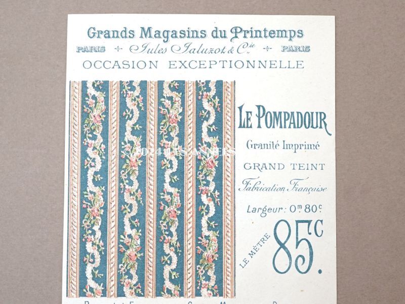 画像2: アンティーク プランタン 薔薇のガーランド 生地見本 LE POMPADOUR - GRANDS MAGASINS DU PRINTEMPS - (2)