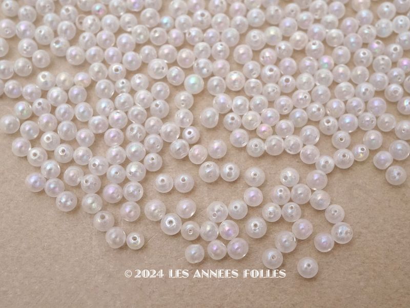 画像1: アンティーク スフレビーズ オーロラ加工 極小 4mm 30g 吹きガラス製ビーズ  (1)