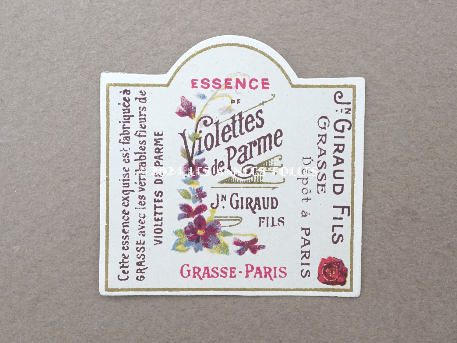 画像2: アンティーク 菫のパフュームラベル ESSENCE VIOLETTES DE PARME - JN.GIRAUD FILS GRASSE PARIS - (2)