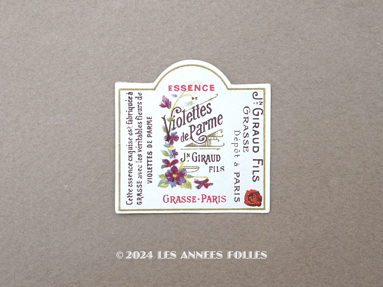 画像1: アンティーク 菫のパフュームラベル ESSENCE VIOLETTES DE PARME - JN.GIRAUD FILS GRASSE PARIS - (1)
