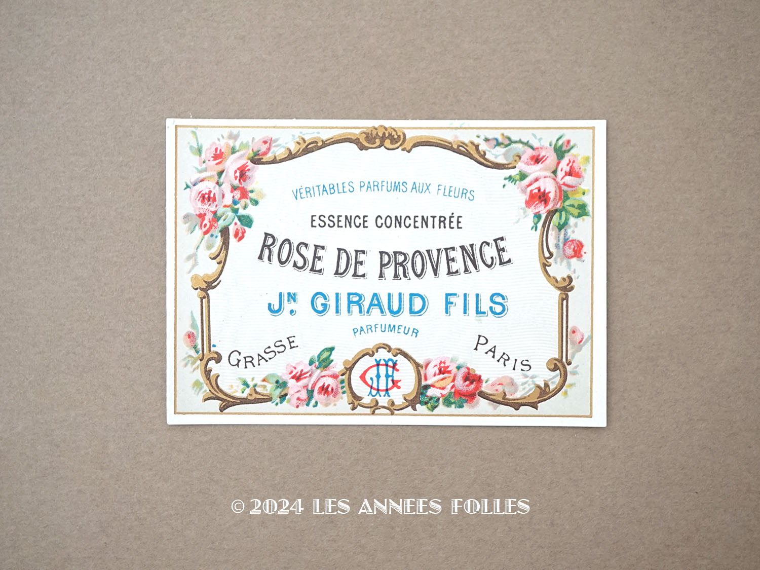 画像1: アンティーク 薔薇のパフュームラベル ROSE DE PROVENCE - JN.GIRAUD FILS - (1)