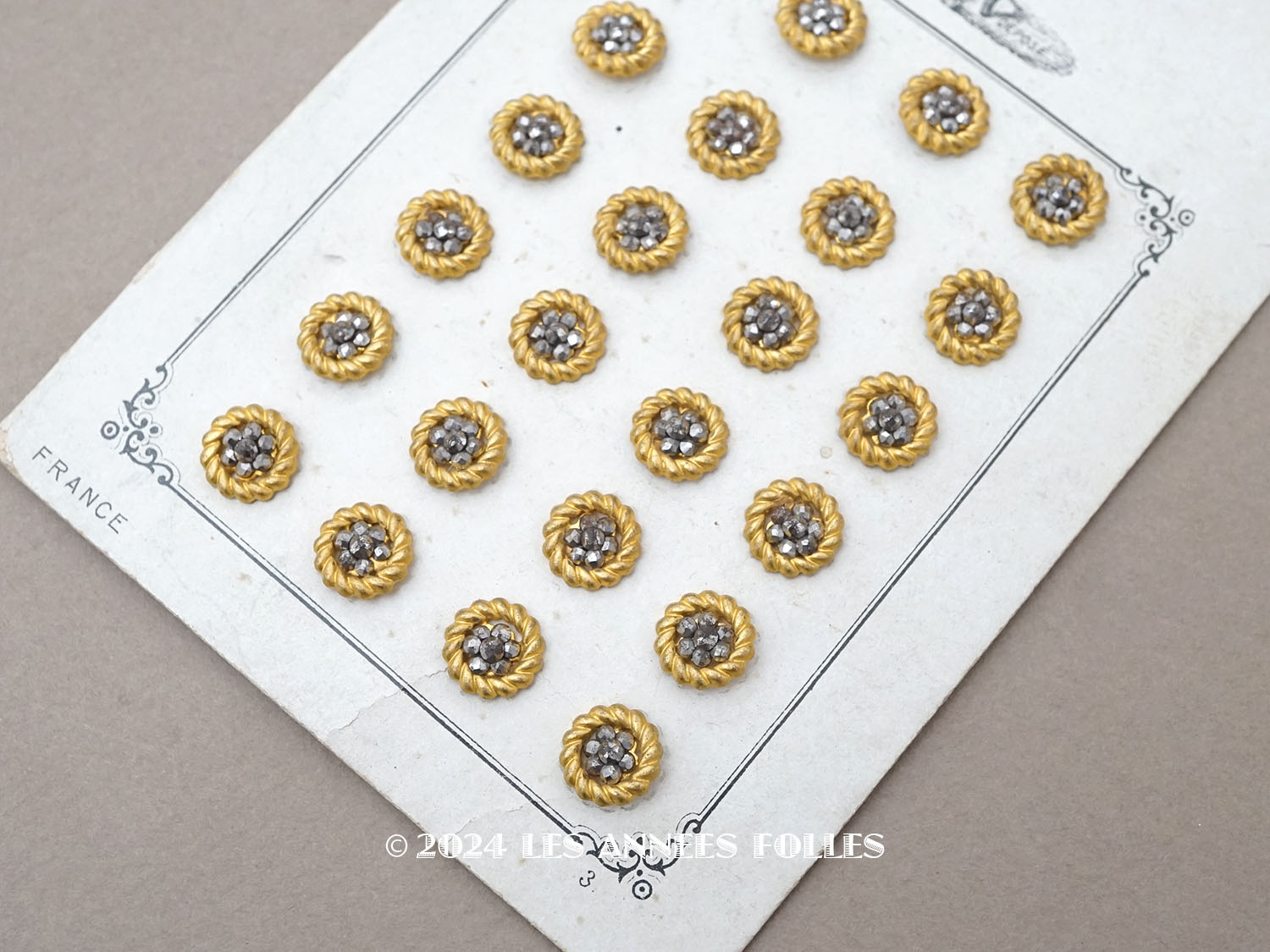 画像4: 19世紀 アンティーク ドール用 カットスチールボタン 10mm ピース売り シルバー&ゴールド  (4)