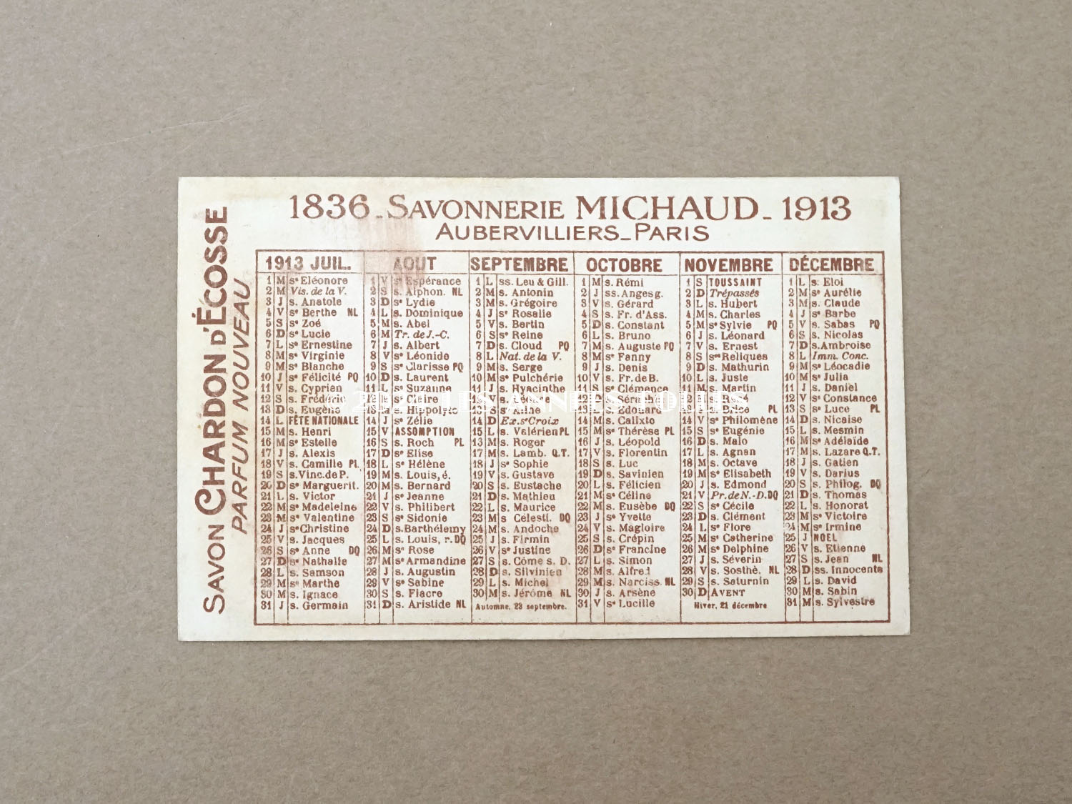 画像2: 1913年 アンティーク パフュームカード SAVON N.B.DES VERTUS - SAVONNERIE MICHAUD - (2)