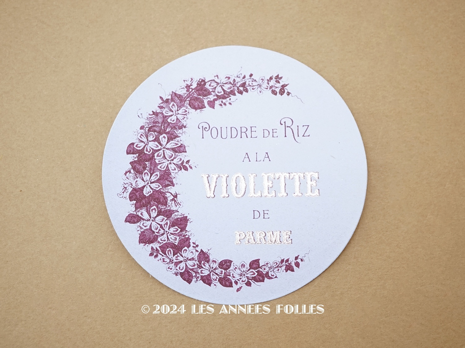 画像1: アンティーク パウダーボックスのラベル POUDRE DE RIZ A LA VIOLETTES DE PARME - ROGER&GALLET - (1)