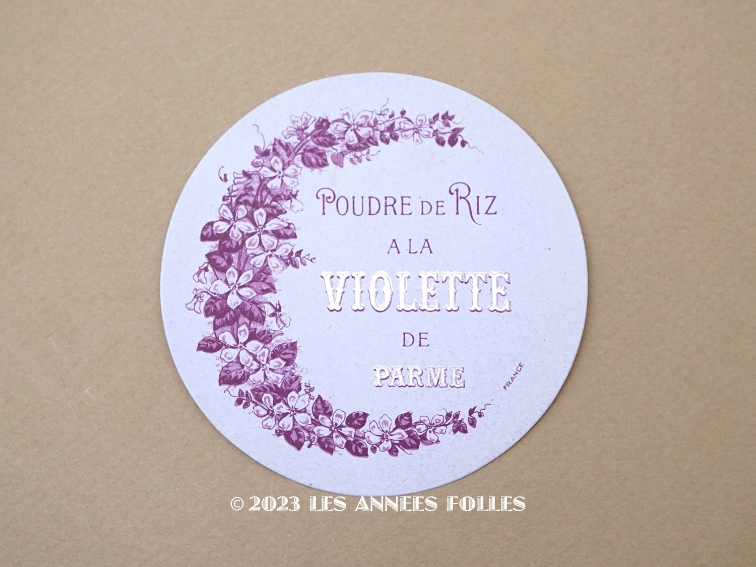 画像1: アンティーク パウダーボックスのラベル POUDRE DE RIZ A LA VIOLETTES DE PARME - ROGER&GALLET - (1)