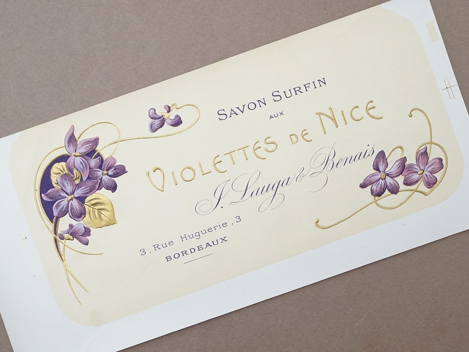 画像2: アンティーク ソープラベル 菫 SAVON SURFIN VIOLETTES DE NICE (2)