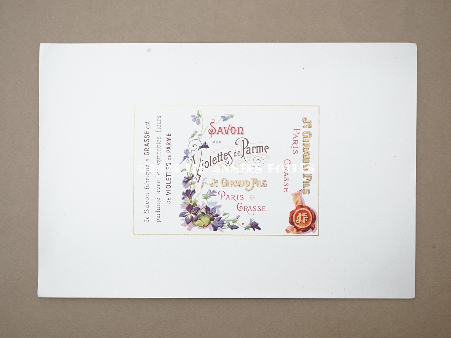 画像2: アンティーク 菫のソープラベル SAVON VIOLETTES DE PARME - JN.GIRAUD FILS GRASSE PARIS - (2)
