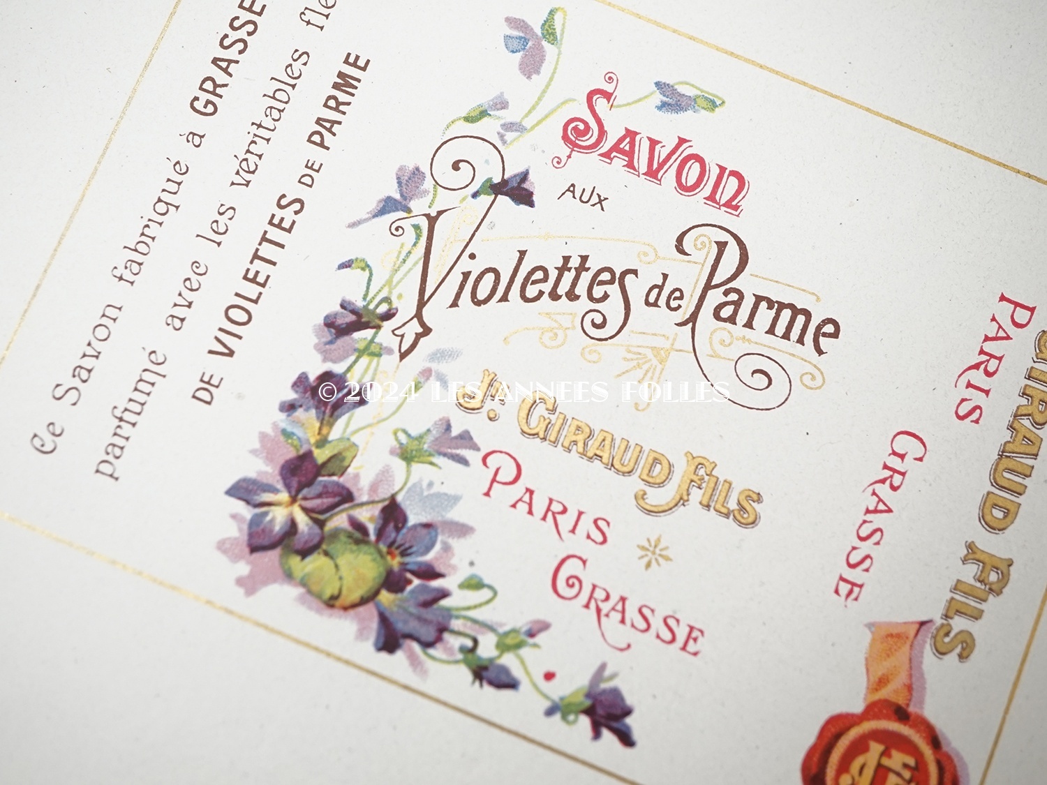 画像3: アンティーク 菫のソープラベル SAVON VIOLETTES DE PARME - JN.GIRAUD FILS GRASSE PARIS - (3)