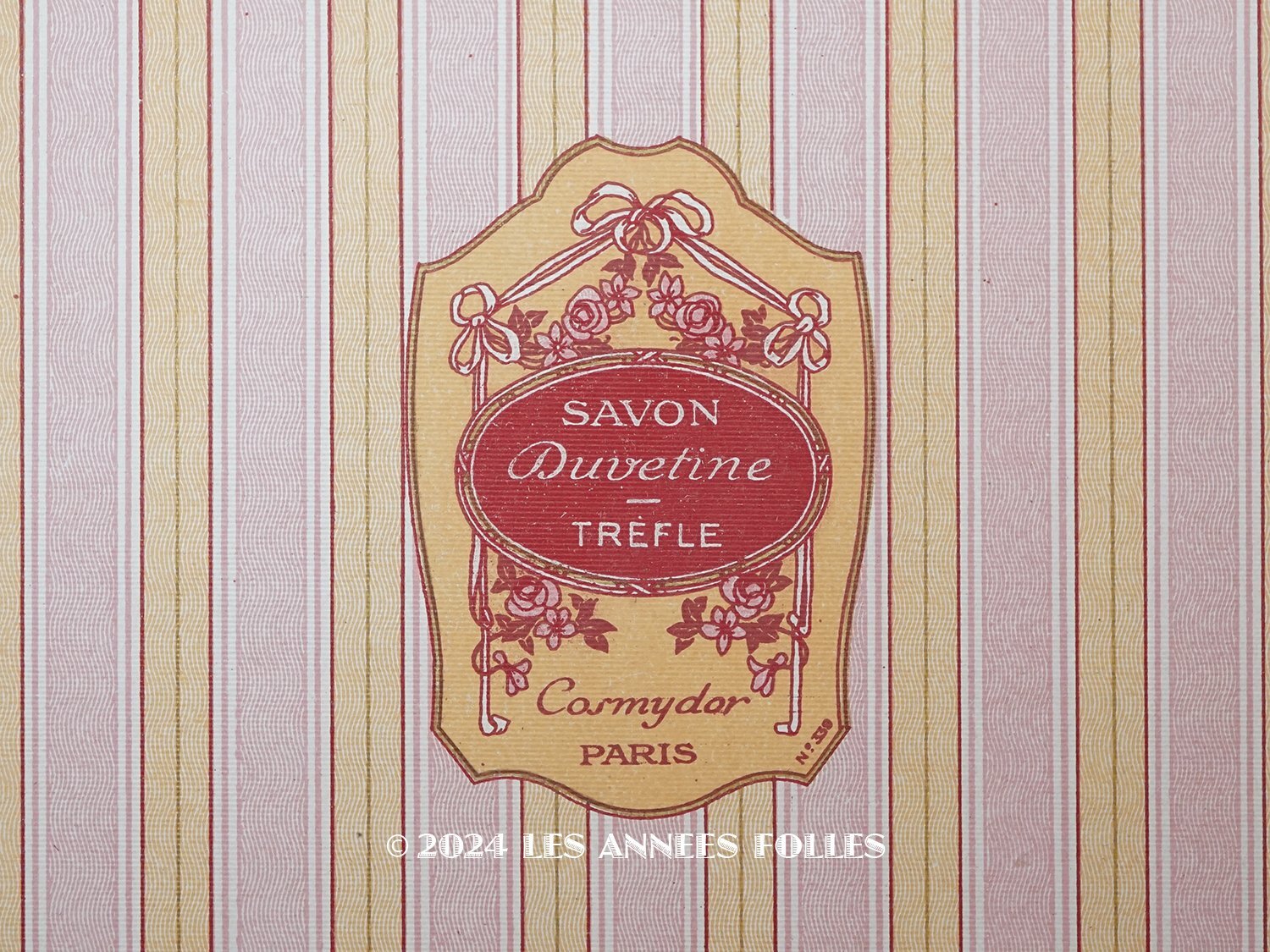 画像1: アンティーク ソープラベル 薔薇＆リボンのガーランド SAVON DUVETINE TREFLE - COSMYDOR PARIS - (1)