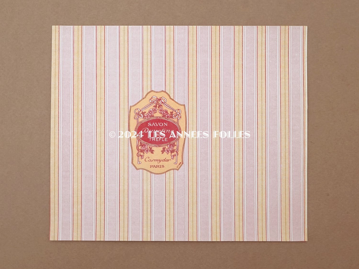 画像2: アンティーク ソープラベル 薔薇＆リボンのガーランド SAVON DUVETINE TREFLE - COSMYDOR PARIS - (2)
