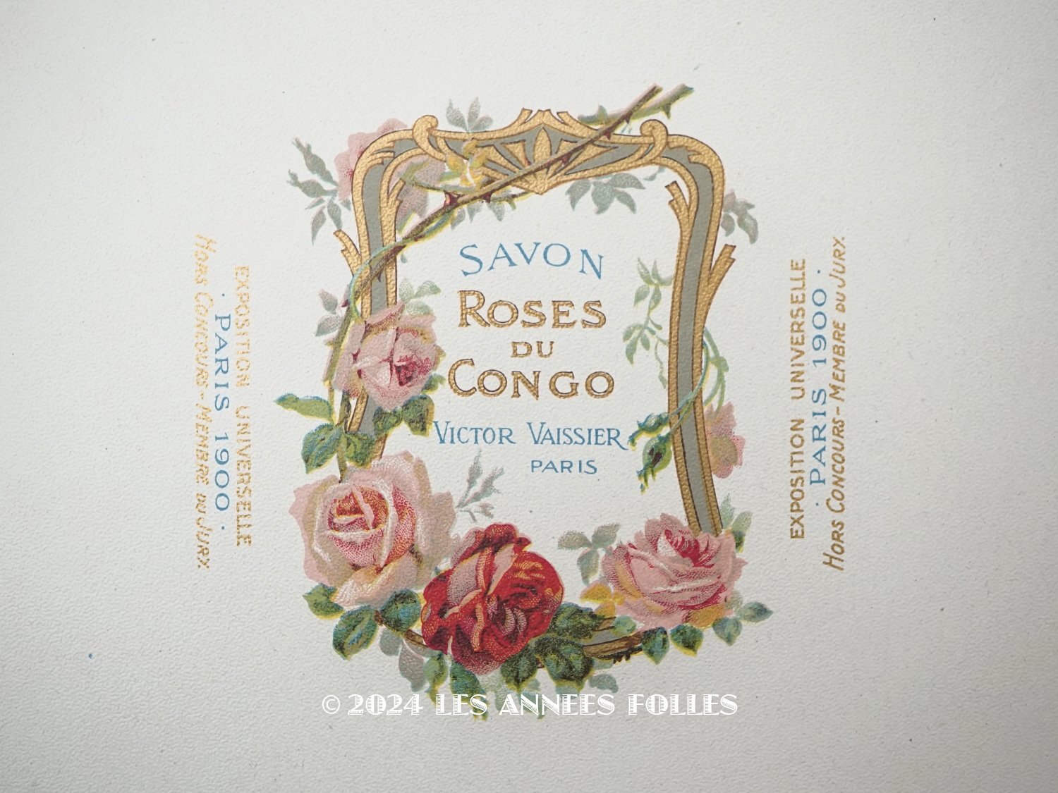 画像1: アンティーク ソープラベル 薔薇 SAVON ROSE DU CONGO - VICTOR VAISSIER PARIS - (1)