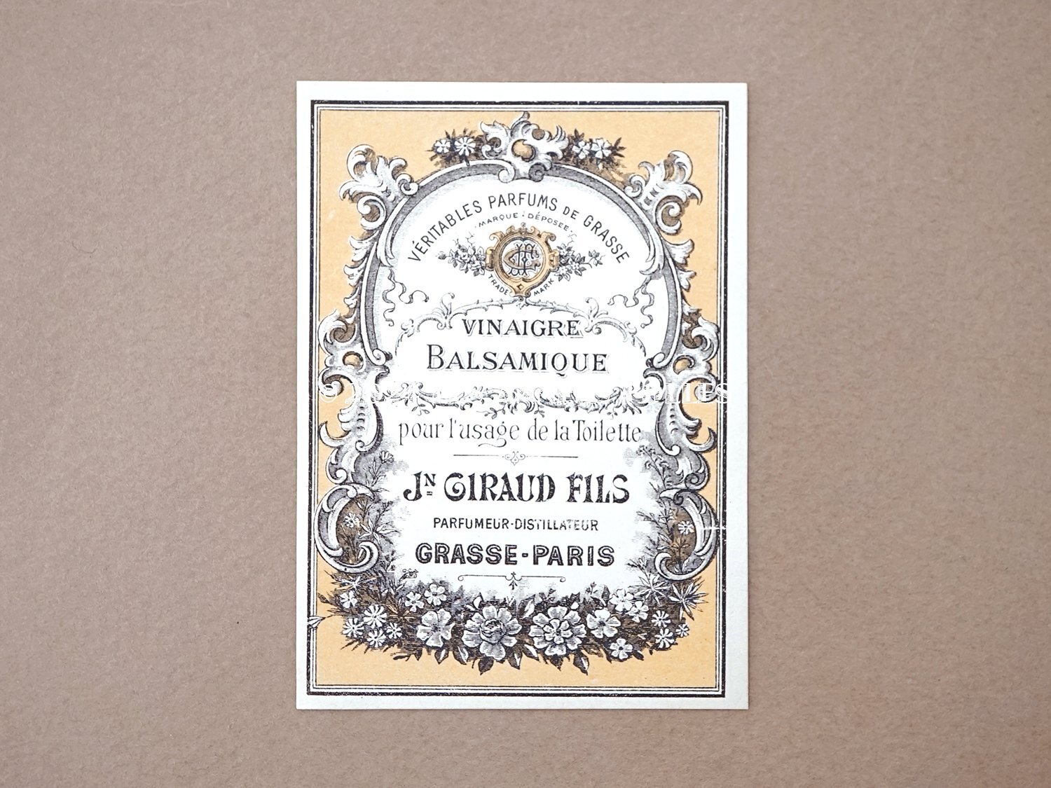 画像2: アンティーク パフュームラベル VINAIGRE BALSAMIQUE - JN.GIRAUD FILS - (2)