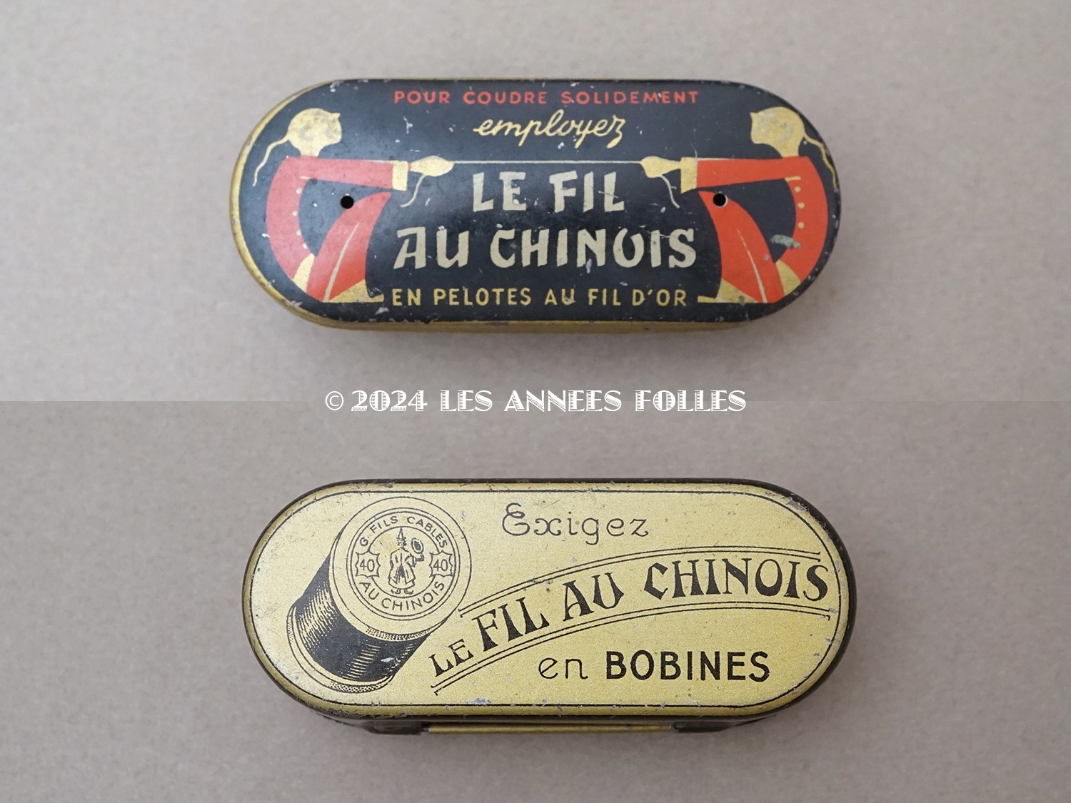 画像2: アンティーク スレッドケース FIL AU CHNOIS -フィル・オ・シノワ - PELOTES AU FIL D'OR (2)