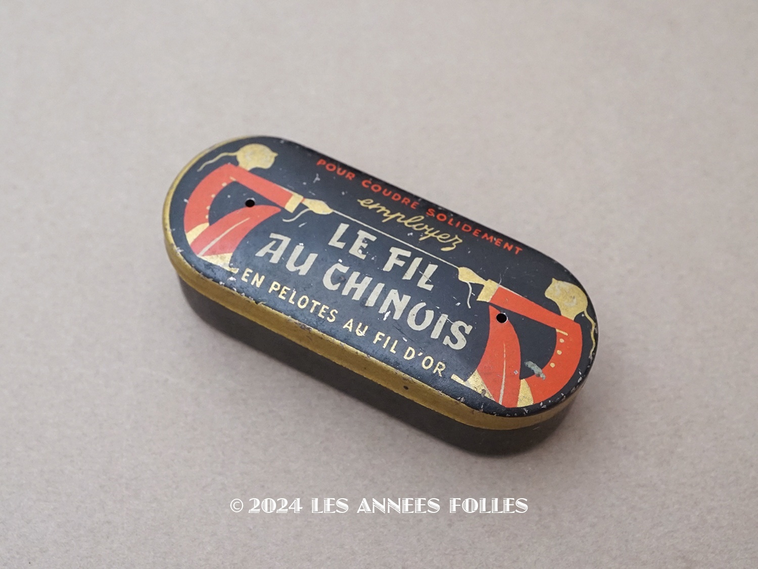 画像1: アンティーク スレッドケース FIL AU CHNOIS -フィル・オ・シノワ - PELOTES AU FIL D'OR (1)