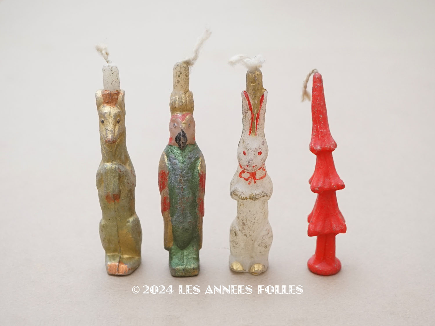 画像1: 1900年頃 アンティーク クリスマス用 キャンドル 4点セット (1)