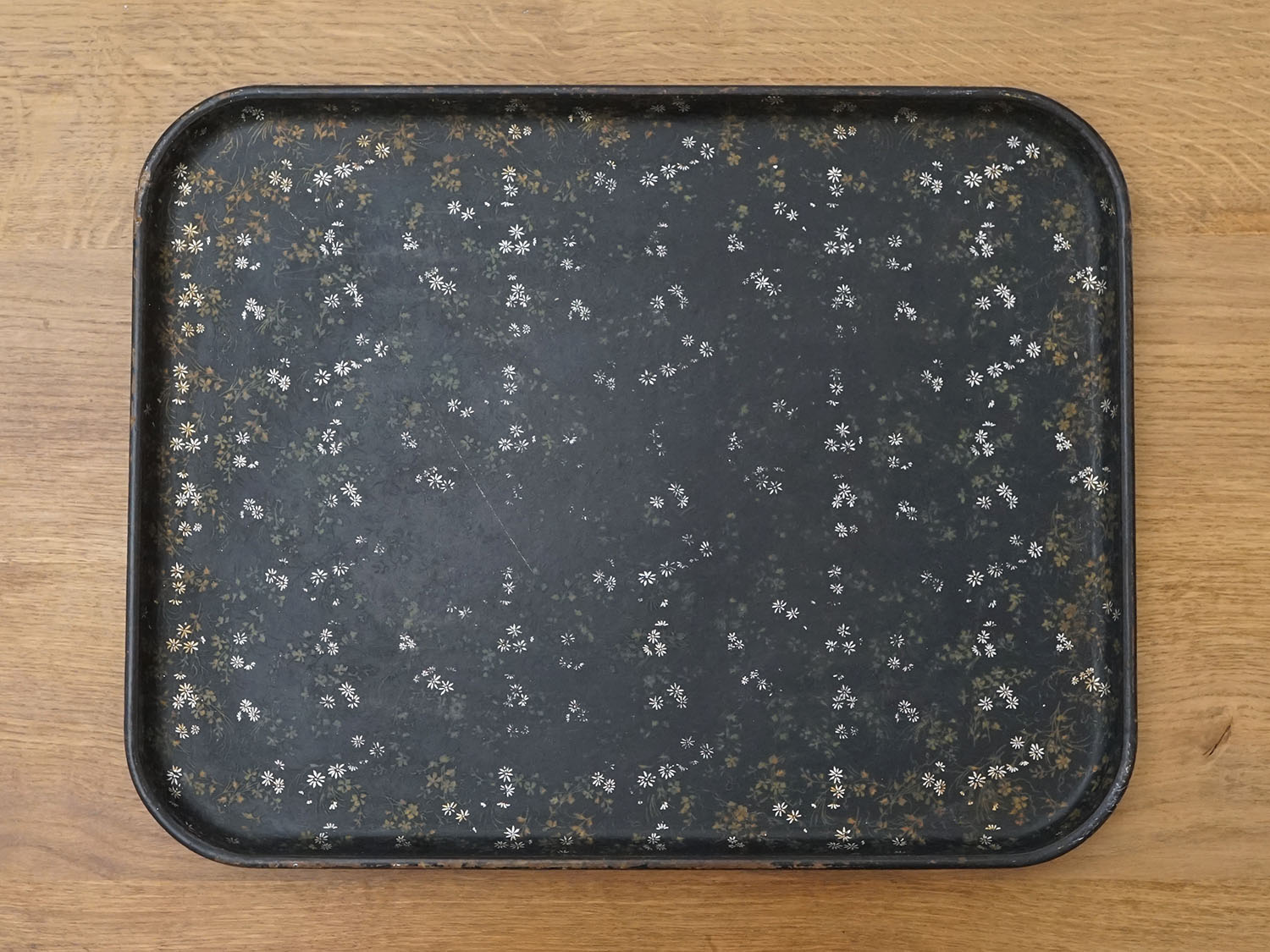 画像2: 19世紀 アンティーク パピエマシェの大きなトレイ 花模様 51×39.5cm (2)
