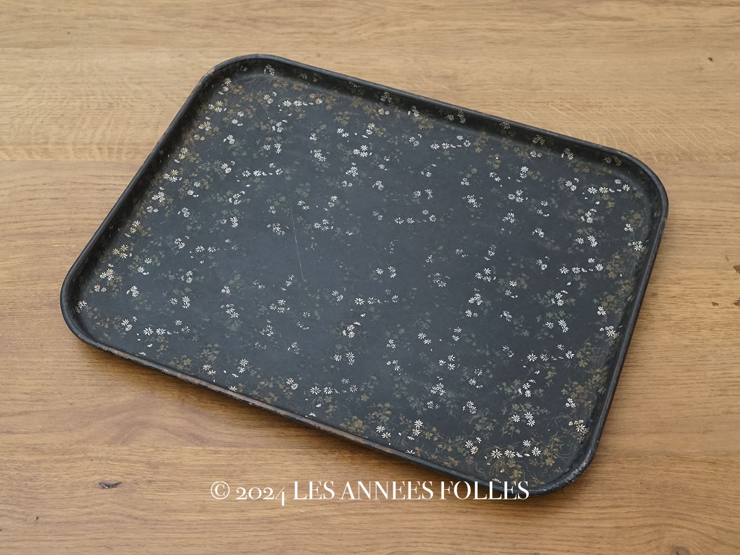 画像1: 19世紀 アンティーク パピエマシェの大きなトレイ 花模様 51×39.5cm (1)