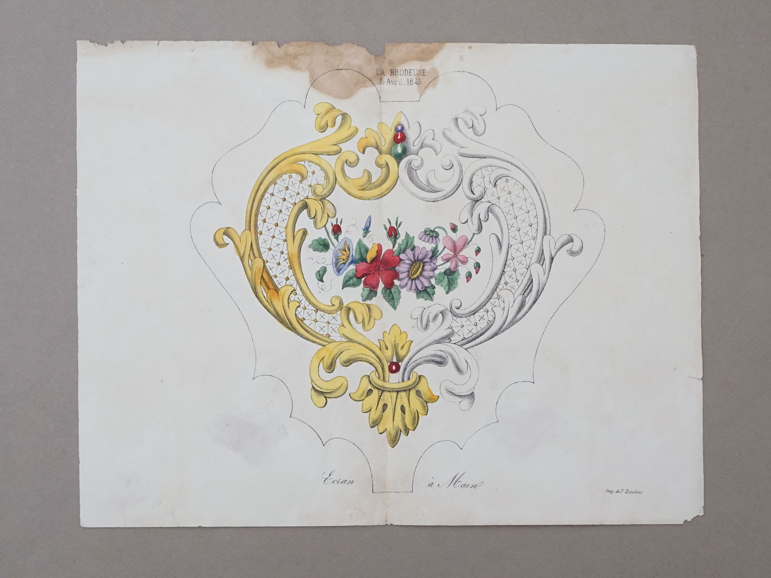 画像2: ＊蚤の市＊1841〜1843年 アンティーク 刺繍図案 2点セット (2)