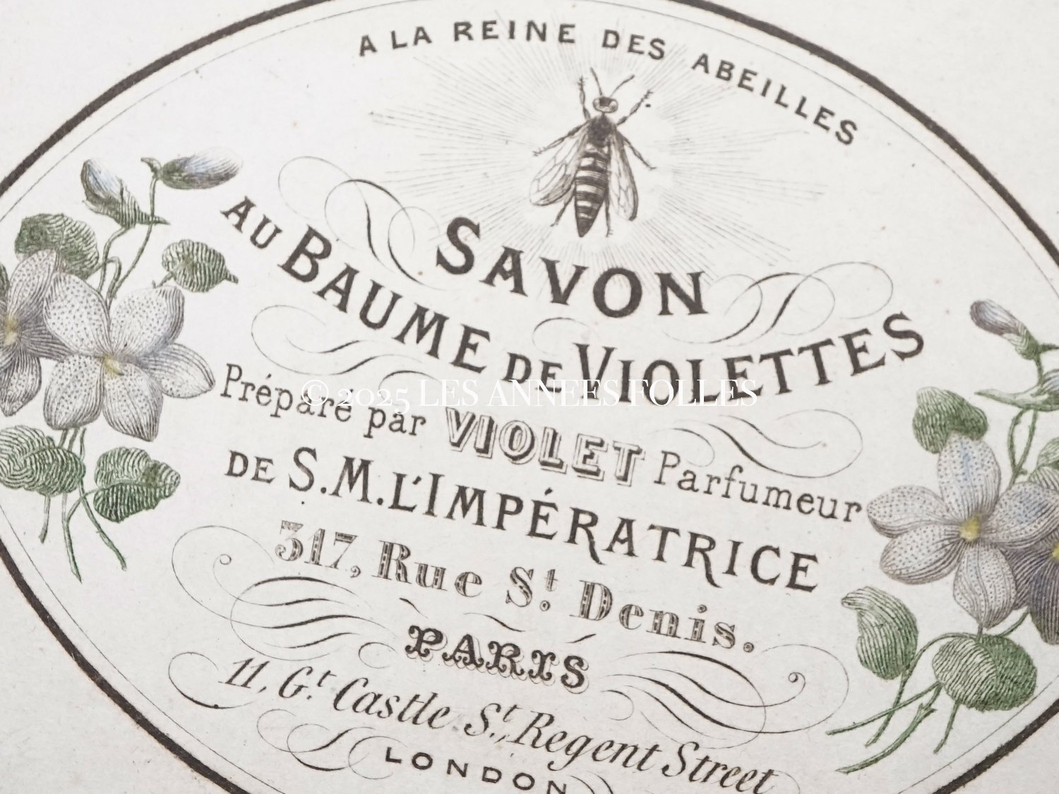 画像2: 19世紀 アンティーク 菫のパフュームラベル  SAVON AUX BAUME DE VIOLETTES DES ALPES - VIOLET PARIS - (2)