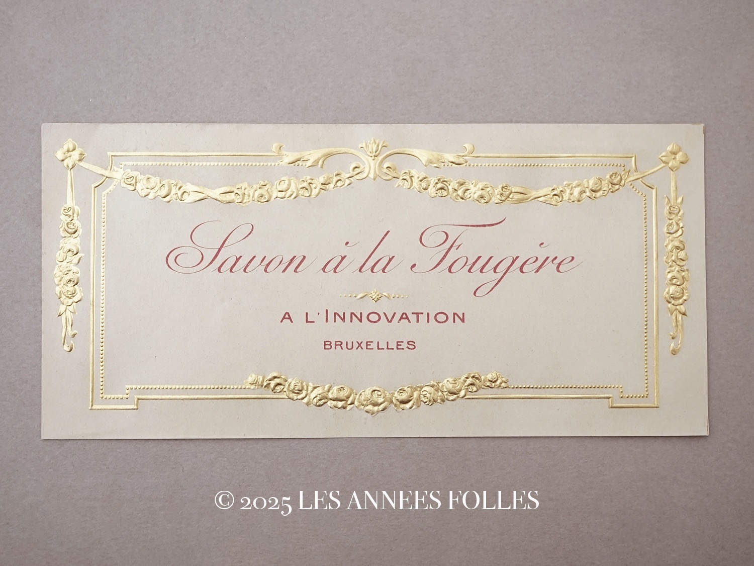 画像1: アンティーク パフュームラベル 薔薇のガーランド SAVON A LA FOURERE A L'INNOVATION BRUXELLES (1)