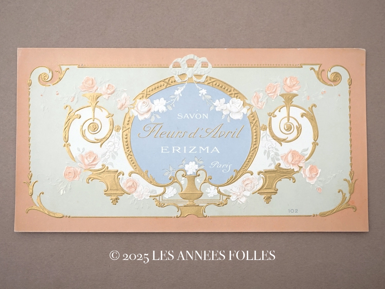画像1: アンティーク ソープラベル 薔薇のガーランド FLEURS D'AVRIL - ERIZMA PARIS -　 (1)