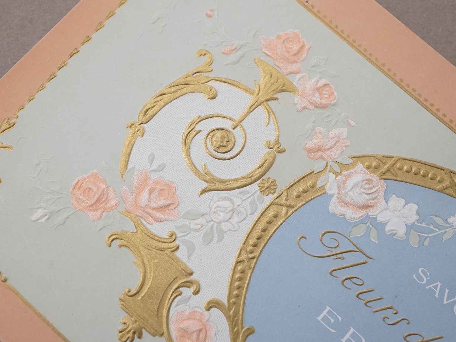 画像2: アンティーク ソープラベル 薔薇のガーランド FLEURS D'AVRIL - ERIZMA PARIS -　 (2)