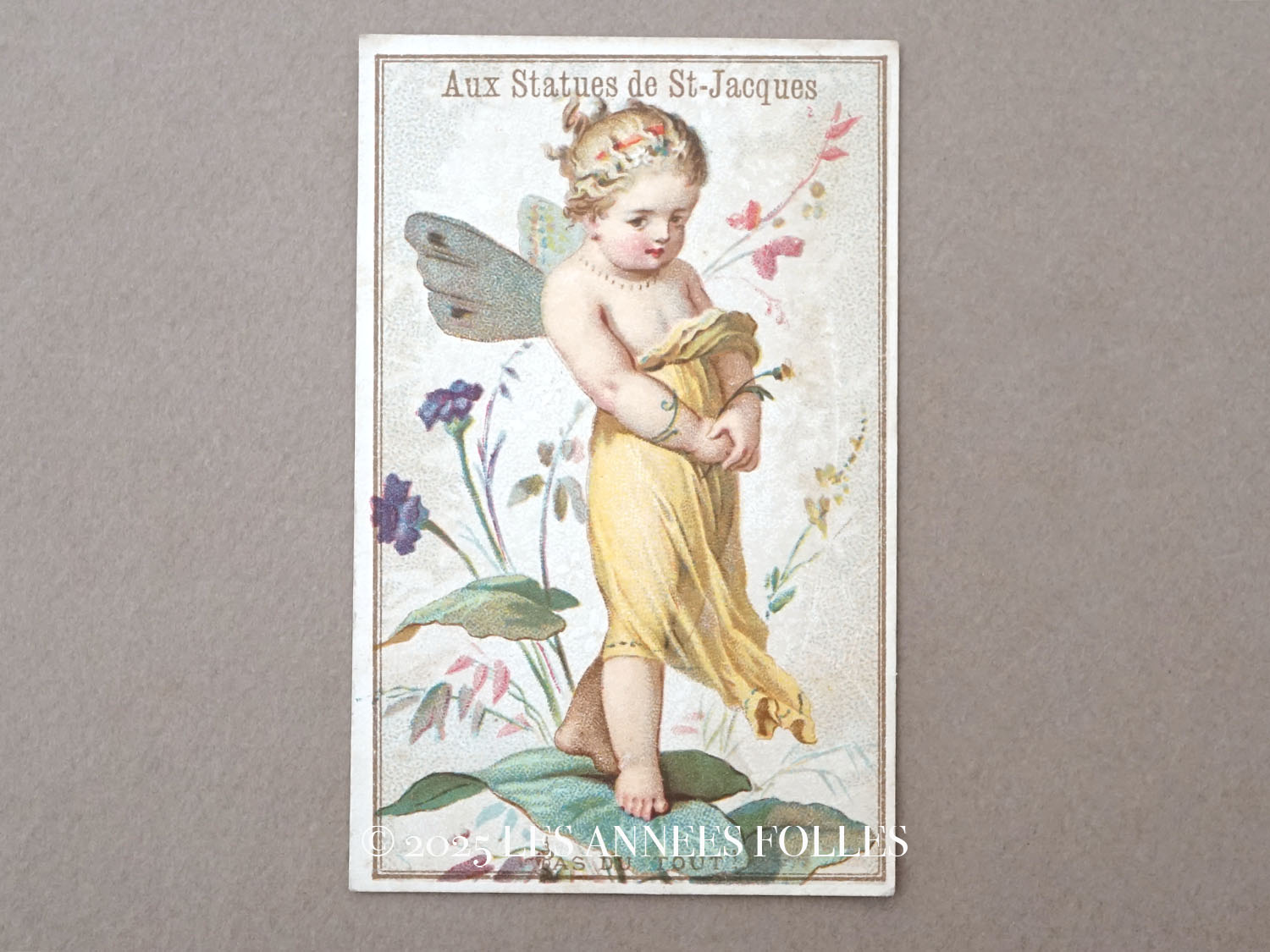 画像1: アンティーク クロモ 花の妖精と花占い PAS DU TOUT! NOT AT ALL - AUX STATUES DE ST-JAQUES - (1)