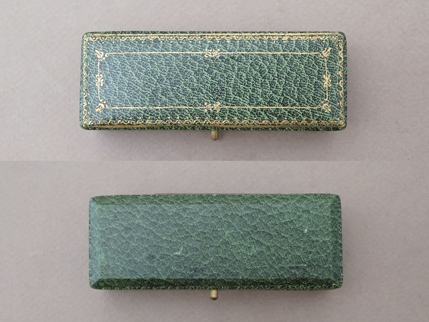 画像2: アンティーク 金彩入り ジュエリーボックス グリーン (2)