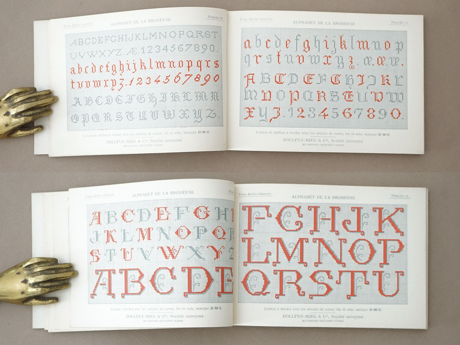 画像5: アンティーク DMC 刺繍図案帳 ALPHABET DE LA BRODEUSE - BIBLIOTHEQUE D.M.C - (5)