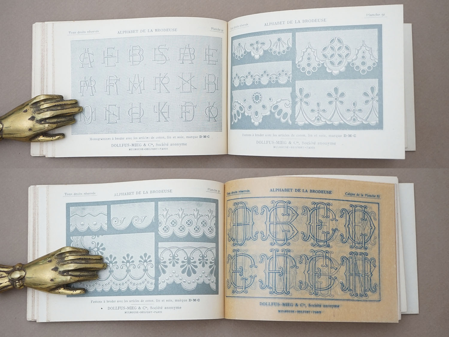 画像12: アンティーク DMC 刺繍図案帳 ALPHABET DE LA BRODEUSE - BIBLIOTHEQUE D.M.C - (12)
