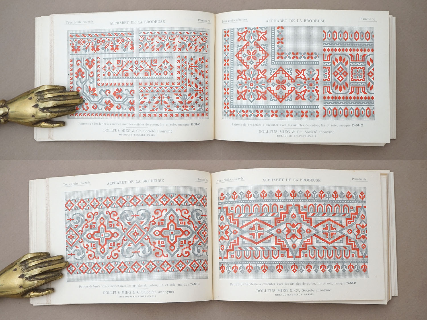 画像9: アンティーク DMC 刺繍図案帳 ALPHABET DE LA BRODEUSE - BIBLIOTHEQUE D.M.C - (9)