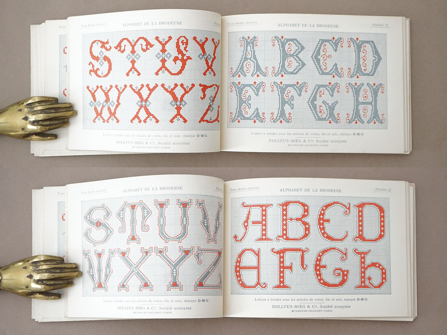 画像7: アンティーク DMC 刺繍図案帳 ALPHABET DE LA BRODEUSE - BIBLIOTHEQUE D.M.C - (7)