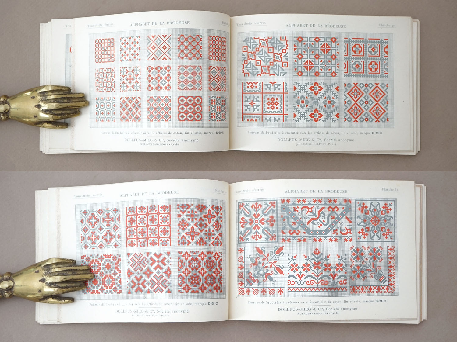 画像8: アンティーク DMC 刺繍図案帳 ALPHABET DE LA BRODEUSE - BIBLIOTHEQUE D.M.C - (8)