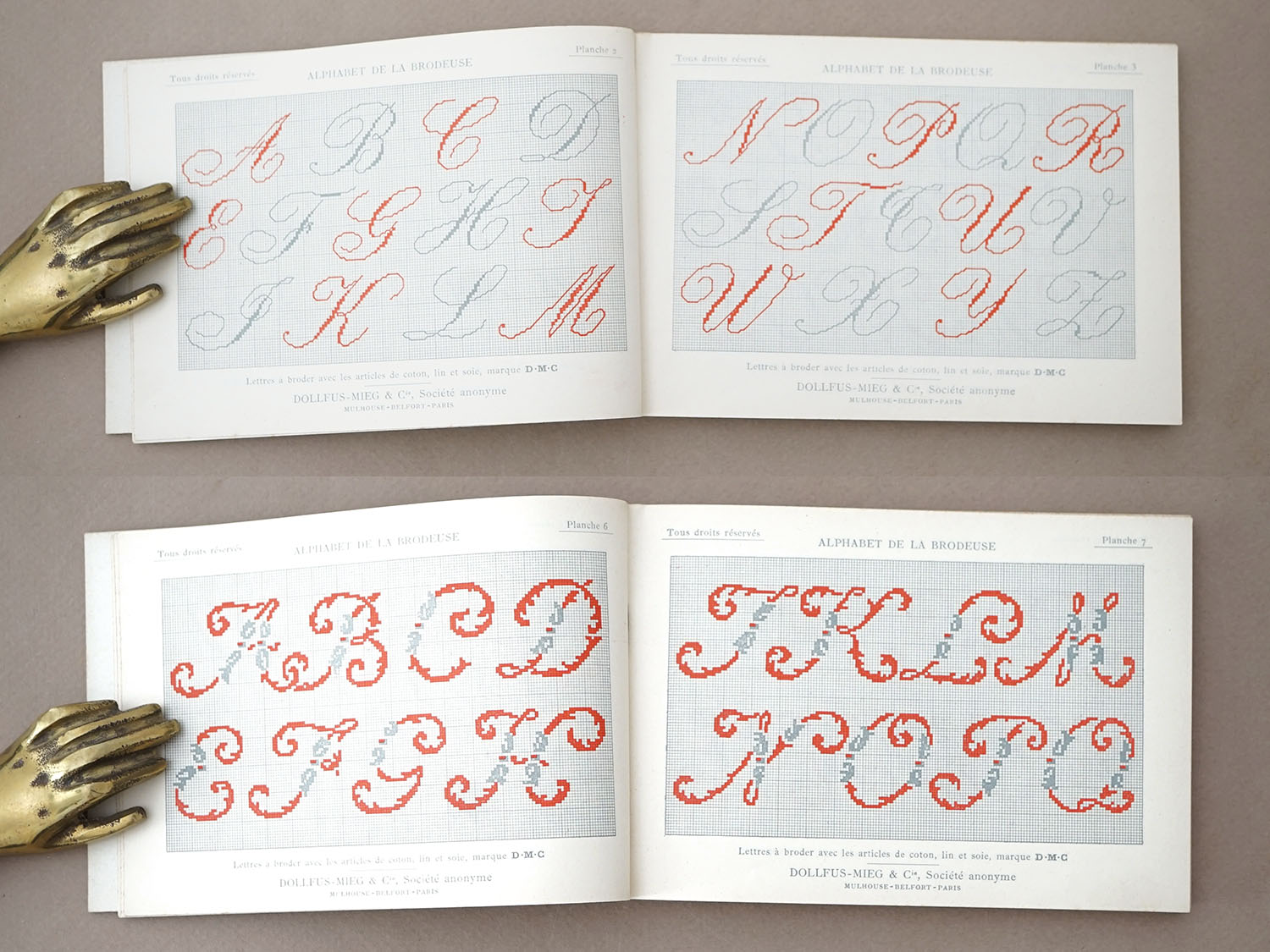 画像4: アンティーク DMC 刺繍図案帳 ALPHABET DE LA BRODEUSE - BIBLIOTHEQUE D.M.C - (4)